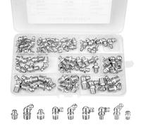 Comzantor 60 Pièces graisseur a Visser, M6 M8 M10, Raccord 45° 90° 180° | Assortiment Graisseur, Droit Graisse, avec Boîte en Plastique, pour Équipement Mécanique, Embout de Graissage Fixations