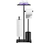 Comzantor Porte Papier Toilette, Derouleur Support Papier Toilette sur Pied | Toilet Dévidoir Range Rangement, Dérouleur Porte Rouleau Serviteur Noir