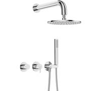 Concealed shower set with overhead shower - with horizontal mixer