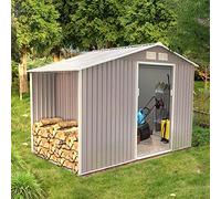 CONCEPT USINE - Abri de Jardin 6.53 m² Ventoux Gris - Cabane Extérieur en Metal avec Fondation - Atelier Rangement Outils et Vélos avec Abri Bûches en Acier Anti-Corrosion - Spacieux, Solide, Robuste