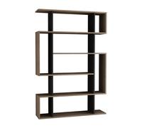CONCEPT USINE Bibliothèque KIRJA Bois et Anthracite 9 Niches 161 cm | Compartiments géométriques, structure MDF durable, séjour ou bureau