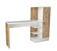 CONCEPT USINE | Bureau avec Rangements | Design TEHDA Bois et Blanc | Style Contemporain Très Élégant | Astucieux, Fonctionnel et Robuste | Espace de Travail avec Rangement Pratique | Chambre, Bureau