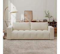 Canapé convertible 3 places avec coffre en bouclette beige CANTERBURY