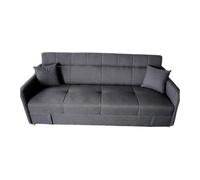CONCEPT USINE Canapé Convertible 3 Places ADARE Coffre Lin Gris Foncé | Rangement dissimulé sous l'assise, pochettes accoudoirs, appui-tête inclinable : gain de place optimal.