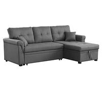 Toronto canapé d'angle droit convertible 4 places en tissu gris clair
