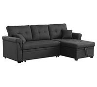 CONCEPT USINE | Canapé d'angle Convertible et Réversible en Tissu | 4 Places | Toronto Gris Foncé | Large Méridienne | Canapé Confortable et Modulable | Dimensions : 214 x 140 x 87 cm