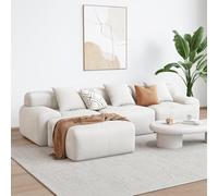CONCEPT USINE Canapé d'angle Sheffield Velours Côtelé Beige 300cm | Méridienne modulable avec pouf indépendant, 5 à 6 places, garnissage bi-densité.