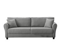 CONCEPT USINE | Canapé Droit en Tissu Effet Lin 4 Places | Lucerne Gris Clair | Design Moderne et Elégant | Confort Luxueux | Coussins Assortis | Dimensions 212 x 78 x 87 cm