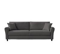 CONCEPT USINE | Canapé Droit en Tissu Effet Lin 4 Places | Lucerne Gris Foncé | Design Moderne et Elégant | Confort Luxueux | Coussins Assortis | Dimensions 212 x 78 x 87 cm