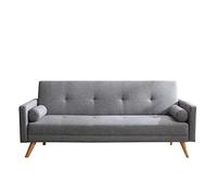 CONCEPT USINE | Canapé Scandinave Convertible 3 Places en Tissu | Moderne avec Accoudoirs - Wooden Gris | Coussins D'Appoint Déhoussables| Dimensions 209X88X89 cm | Confort, Design, Résistant