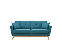 CONCEPT USINE | Canapé Scandinave Höga | Bleu Canard | 3 Places + 2 Coussins | Canapé Moderne Design Droit en Tissu avec Accoudoirs | Coussins d'Appoint, Dossier, Assise Déhoussables | Largeur 190 cm