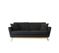 Concept Usine Canapé 3 places scandinave Hoga – Tissu gris anthracite, pieds bois massif, 190 cm