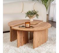CONCEPT USINE Duo Tables Basses Rondes AZUS Emboîtables Pin Atlantique 90cm | S'unit en un seul ensemble ou se sépare en deux éléments indépendants selon l'espace