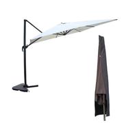 Parasol rectangulaire 3x4m déporté rotatif écru avec housse CESARE