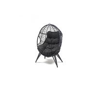 Jane fauteuil œuf sur pied en résine noir effet rotin