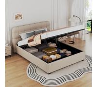 Concept Usine – Lit coffre Dallas style nuage 160x200 cm en velours beige