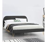 Concept Usine – Lit Phoenix 140 x 190 cm en velours et laiton gris