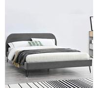 Concept Usine – Lit Phoenix – 140 x 190 cm – velours gris – pieds noirs – avec sommier à lattes
