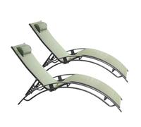 Concept Usine - Lot de 2 transats Cali ajustables acier 81 cm kaki et gris