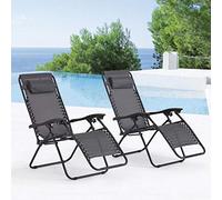Concept Usine – Lot de 2 transats Manihi pliables inclinables – Imperméable – Noir & Gris
