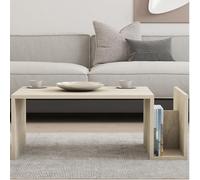 CONCEPT USINE | MELMO - Table Basse en Bois Effet Pierre avec Porte Magazines | Design Élégant et Fonctionnel | Plateau Imitation Travertin | Rangement Pratique pour Journaux et Livres