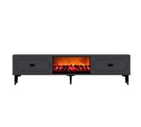 Fyra meuble tv avec cheminée led 150cm gris anthracite et noir