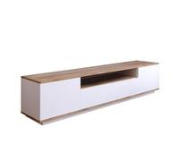 CONCEPT USINE Meuble TV Tyro 3 Portes Abattantes Blanc 180 cm | Niche centrale et passage de câbles intégré, coloris pin atlantique lumineux