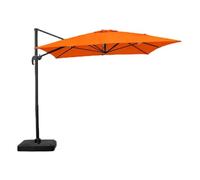 CONCEPT USINE Parasol Déporté Rectangulaire CESARE Orange Alu 3x4 m | Toile Déperlante 220 g/m², Rotatif 360°, Pied Croix, 8 Baleines Acier