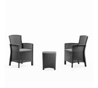 CONCEPT USINE | Salon de Jardin 2 Places Adana en Polypropylène Gris Anthracite | Grand Salon Extérieur Convivial | Mobilier Jardin Terrasse Piscine | 60 cm | Résistance Soleil & Intempéries