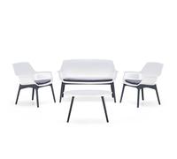 CONCEPT USINE | Salon de Jardin 4 Places Izmir Blanc | 118 cm | Grand Salon Extérieur Convivial | Mobilier Jardin Terrasse Piscine | Résistance Soleil & Intempéries | Premium Design