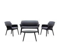 CONCEPT USINE | Salon de Jardin 4 Places Izmir Gris | 118 cm | Grand Salon Extérieur Convivial | Mobilier Jardin Terrasse Piscine | Résistance Soleil & Intempéries | Premium Design