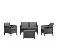 CONCEPT USINE | Salon de Jardin 4 Places MANIZA Gris Anthracite | 118 cm | Effet Résine Tréssée | Grand Salon Extérieur Convivial | Mobilier Jardin Terrasse Piscine | Résistance Soleil & Intempéries
