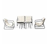 CONCEPT USINE | Salon de Jardin ATRANI 4 Places 128 cm Acier Gris | Grand Salon Extérieur Convivial | Mobilier Jardin Terrasse Piscine | Résistance Soleil & Intempéries | Premium Design Convivial