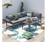 CONCEPT USINE Salon de Jardin Bas Gris Foncé 4 Places Canapé Inclinable