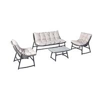CONCEPT USINE Salon de Jardin Bas GUAHANA Résine Aspect Rotin 4 Places Gris