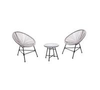 CONCEPT USINE Salon de Jardin Bistrot Acapulco 2 Fauteuils Oeuf Gris Clair | Fils de polyéthylène résistants, structure acier finition époxy, forme œuf inspirée des années 50