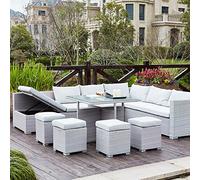 CONCEPT USINE Salon de Jardin Encastrable Fidji Gris 10 Personnes