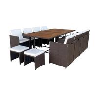 Concept Usine – Salon de jardin Toledo 12 places résine marron, coussins beige, housse incluse