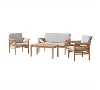 CONCEPT USINE | Salon de Jardin KAMPOT 4 Places Bois | Grand Salon Extérieur Convivial | Mobilier Jardin Terrasse Piscine | Résistance Soleil & Intempéries | Premium Design Convivial
