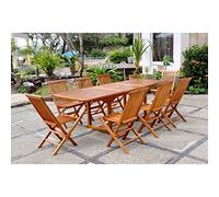 Concept Usine – Salon de jardin Lubok – Teck huilé, 8 personnes, table rectangulaire + 8 chaises