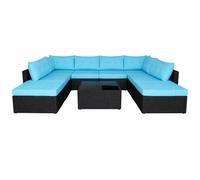 CONCEPT USINE | Salon de Jardin YANUCA 8 Places 137 cm Résine Tressée Noir | Grand Salon Extérieur Convivial | Mobilier Jardin Terrasse Piscine | Résistance Soleil & Intempéries