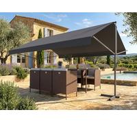 CONCEPT USINE | Store Banne Manuel Double Pente 3 x 3 m | ISEO Gris | Toile Polyester Hydrofuge | Protection UV | Ajustement Pratique avec Manivelle | Structure en Aluminium Légère et Robuste