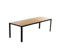 CONCEPT USINE Table de Jardin Brisbane Effet Bois et Noir 10 Places 240 cm | PLATEAU VERRE TREMPÉ DÉCORATIF : structure acier anti-corrosion, poids total 37,4 kg
