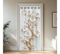 CONCHLERY Rideau de Porte Style Relief pour Entrée Motif Fleurs Rideau de Séparation avec Anneaux en Plastique Rideaux Pliables pour Porte de Placard, Salon, 99,1x200,7 cm