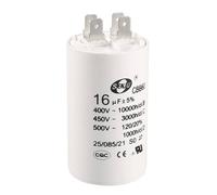Condensateur de démarrage CBB60 16 µF 450 V CA à double insertion 50/60 Hz, cylindrique 72 x 40 mm, blanc