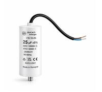 Condensateur moteur monophasé 425V / 450V / 475V - Permanent avec câble - Compatible pompe piscine - 25 uF -