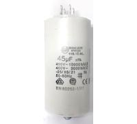 Condensateur moteur permanent en polypropylène 45uf 450 volts cosse faston double 6.3MM et vis M8.
