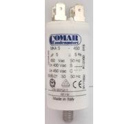 Condensateur permanent pour moteur, 5uF, 450V, Polypropylène métallisé, Borne Faston double, Comar