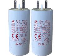 Condensateur pour pour Volet Roulant 10Nm toutes marques - capacité 3,3 μF - Lot de 2 - Fabriqué en Europe - Ø25x48mm - fond plat