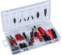Condor Werkzeug 9196 - Assortiment de pinces crocodiles et de bornes de charge - 28 pièces - Avec boîte de rangement - Bornes de batterie